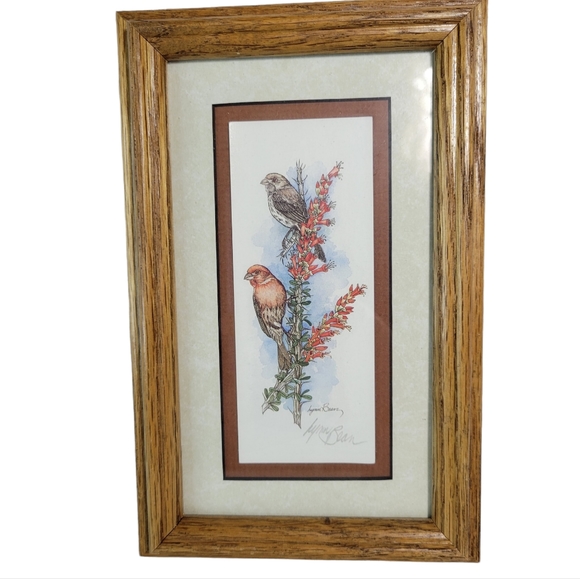 Signed framed lithograph House Finches by Lynn Beam - Picture 4 of 4